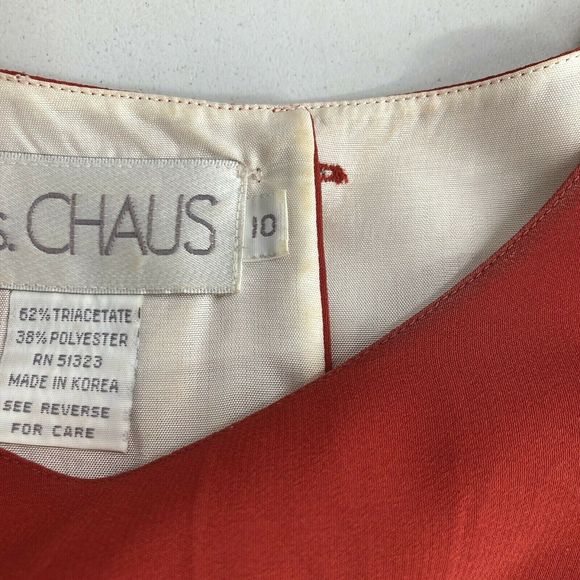 Vintage 90s Red White Modest Short Sleeve Shift Dress Womens Size 10 Ms Chaus - Picture 8 of 10